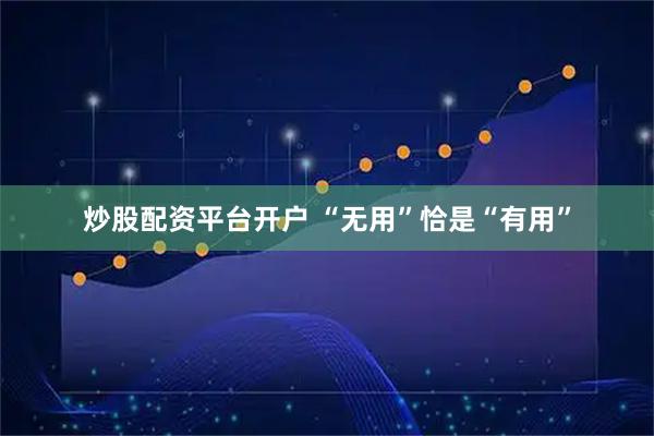 炒股配资平台开户 “无用”恰是“有用”
